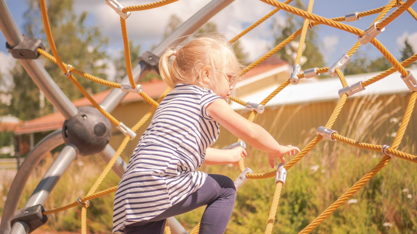 Playground at Björkbackens karaktärshotell, cabin village and camping in Vimmerby near Astrid Lindgrens Värld