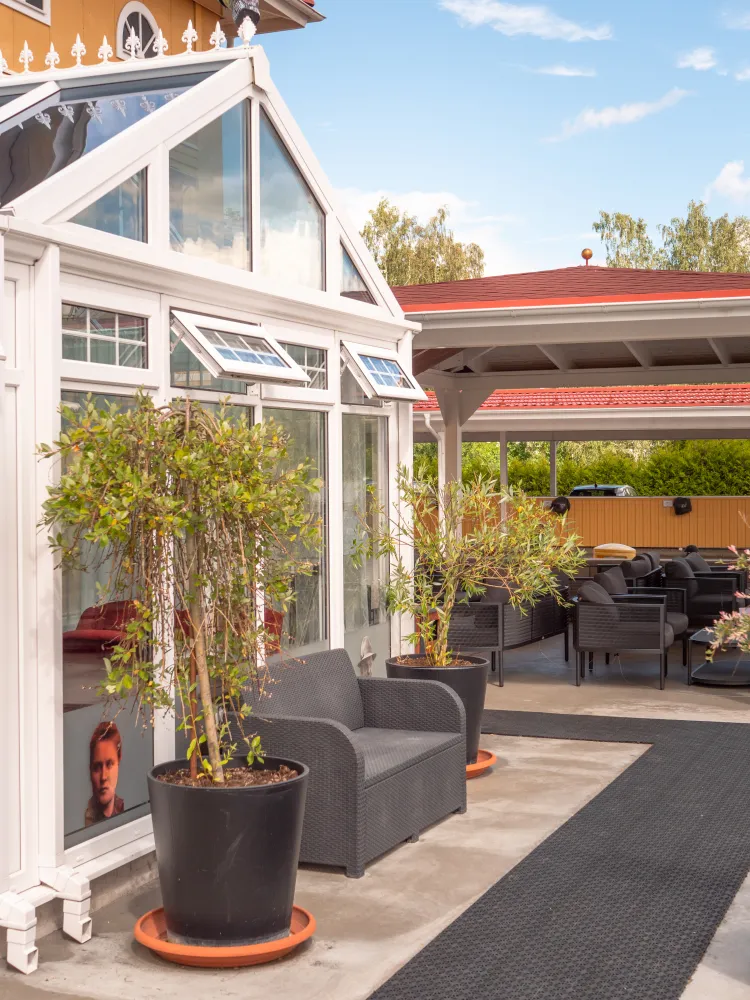 Vinterträdgården och paviljongerna på Karaktärshotellet